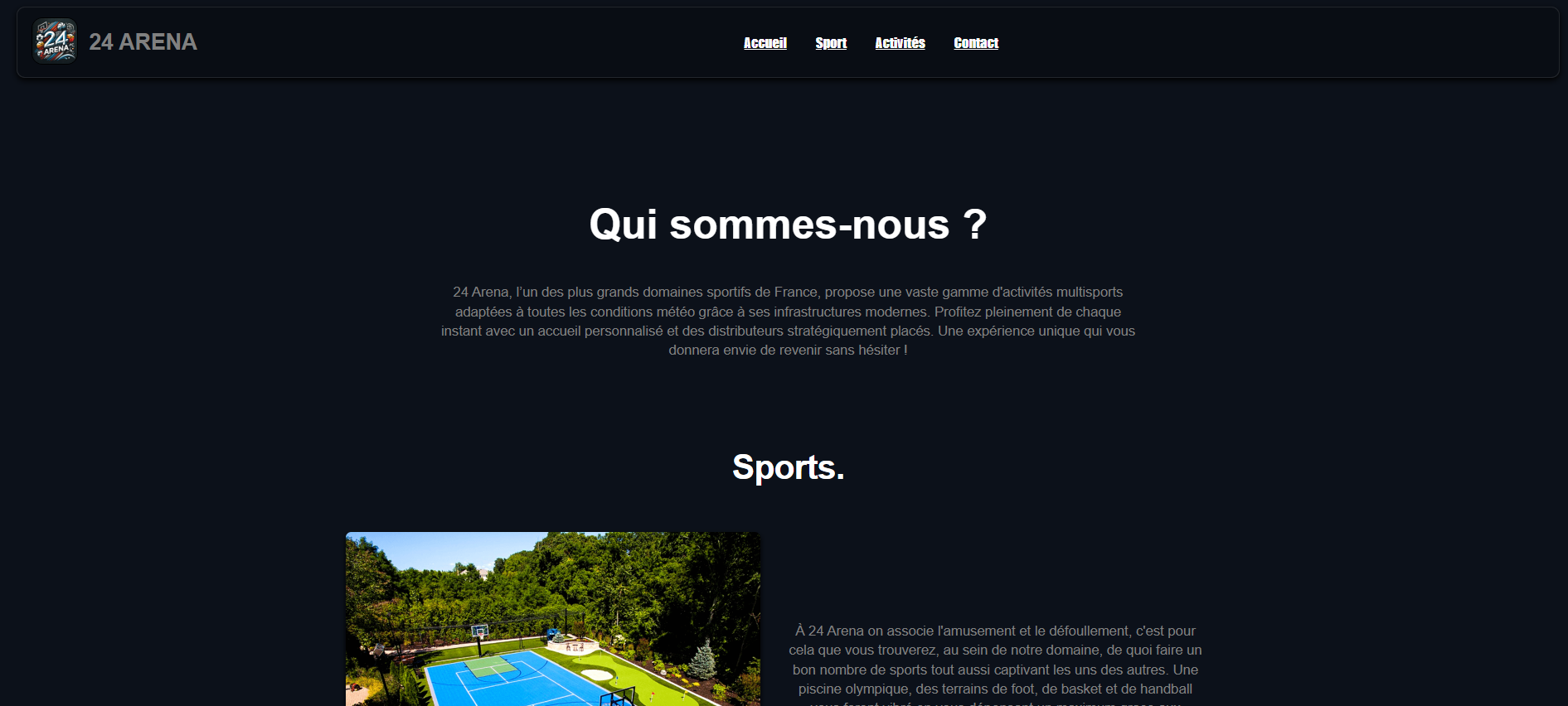 Page d'accueil du site 24 Arena